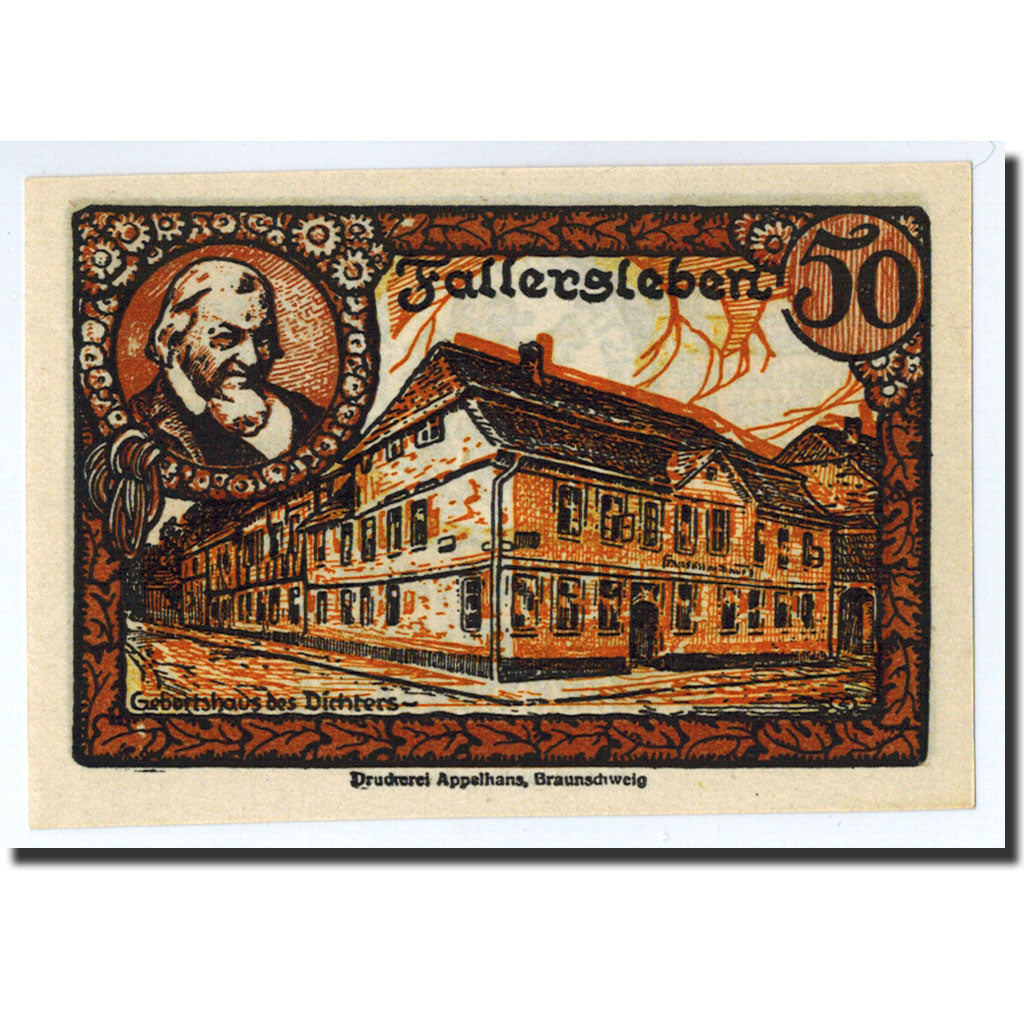 Banknote, Germany, Fallersleben, 50 Pfennig, Maison, 1920, 1920-10-01, UNC(63)