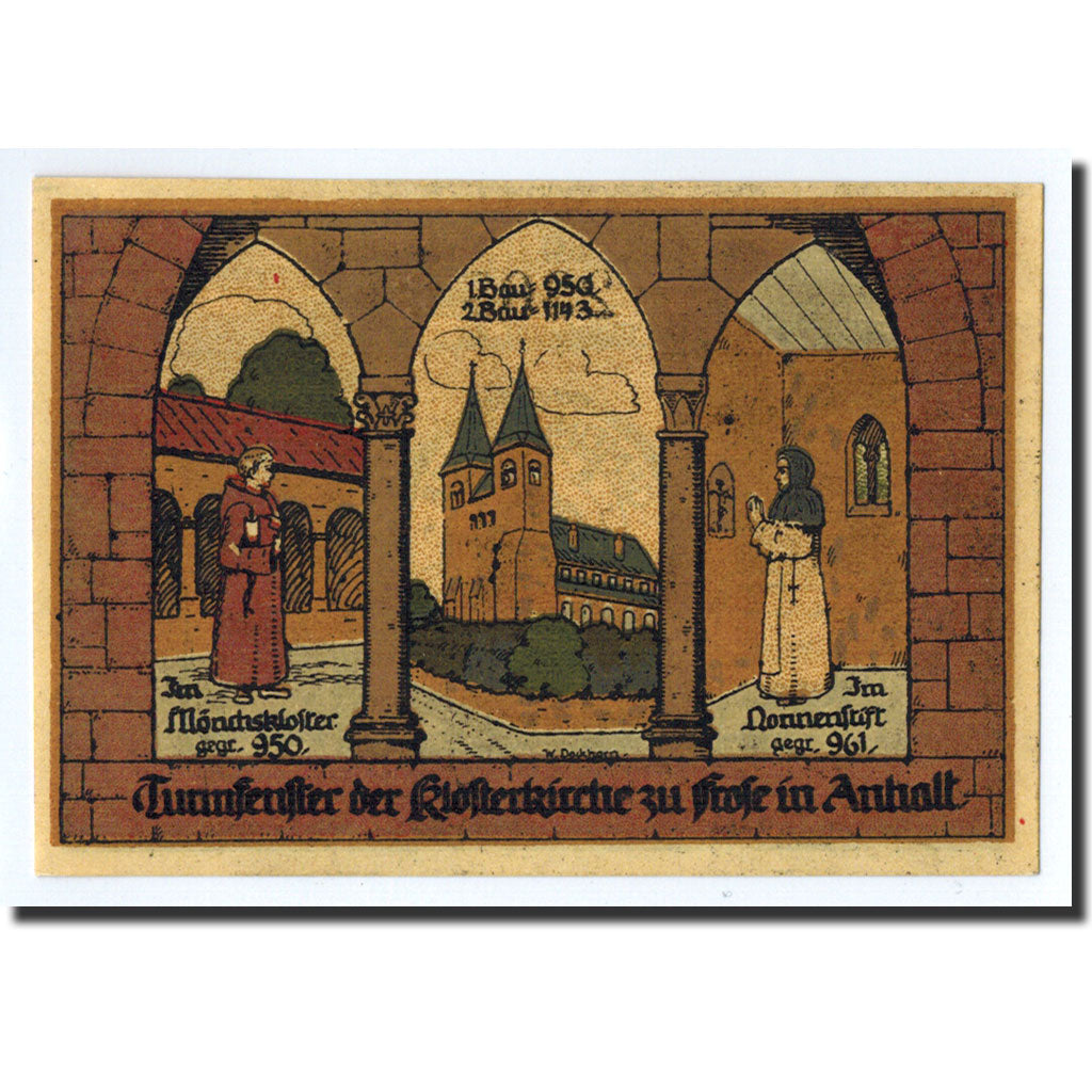 Billet, Allemagne, Frose, 50 Pfennig, monastère, 1921, 1921-03-15, SPL