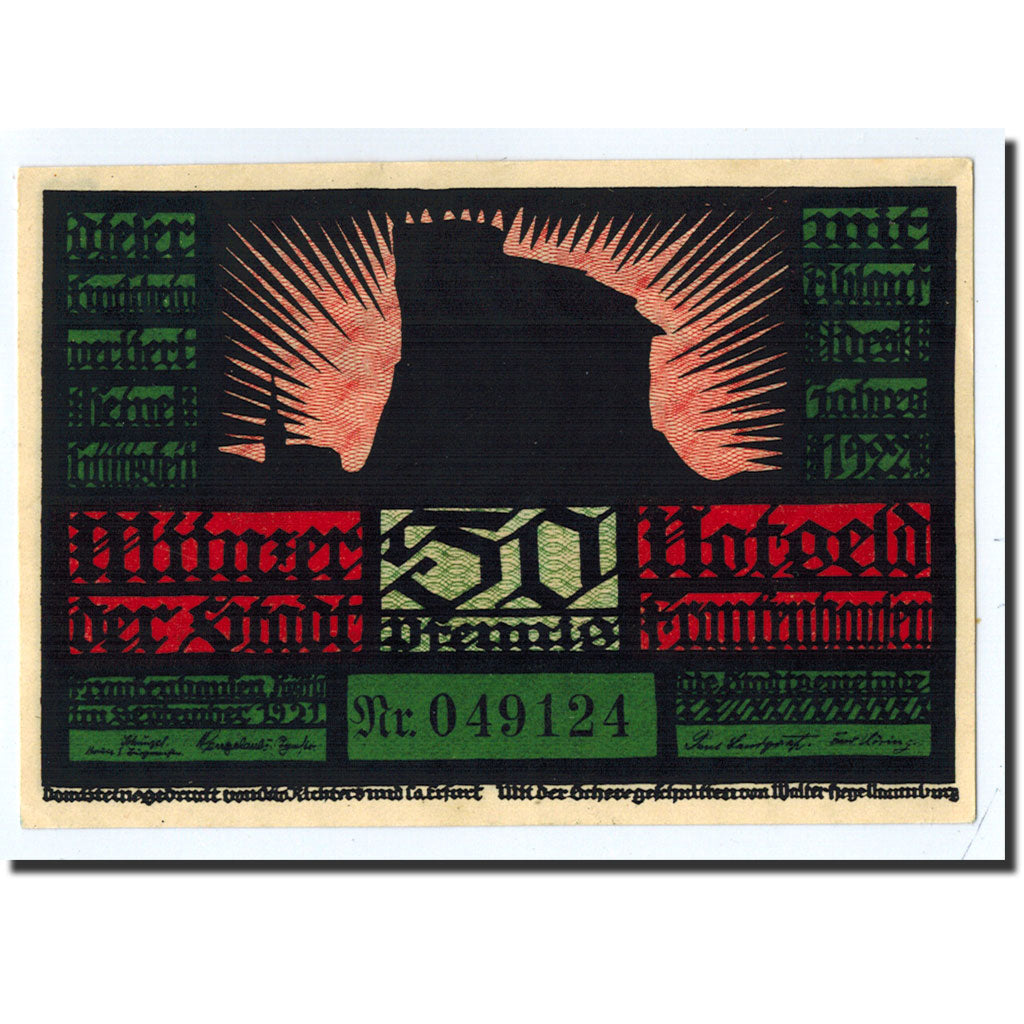 Billet, Allemagne, Freyburg a. Unstrut Stadt, 50 Pfennig, personnage, 1921