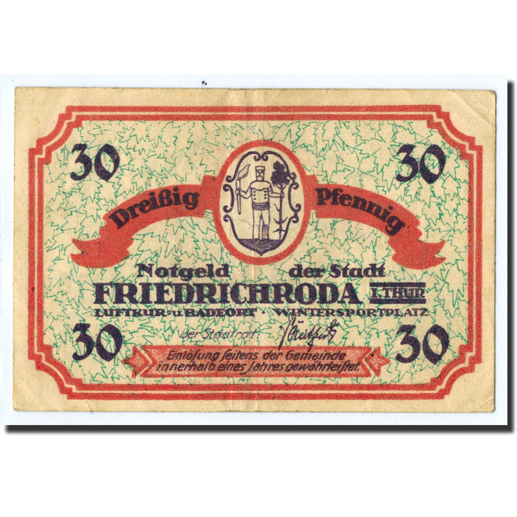 Banknote, Germany, Friedrichroda Stadt, 30 Pfennig, paysage, O.D, UNC(63)