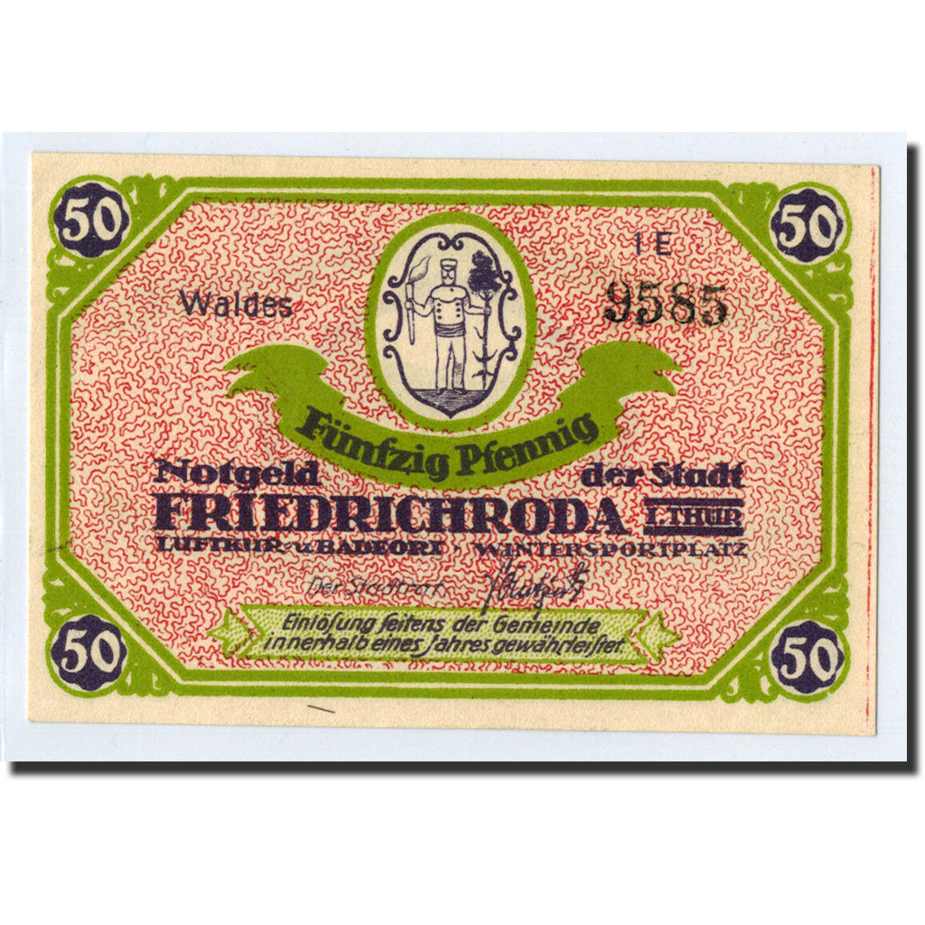 Banknote, Germany, Friedrichroda Stadt, 50 Pfennig, paysage, O.D, UNC(63)