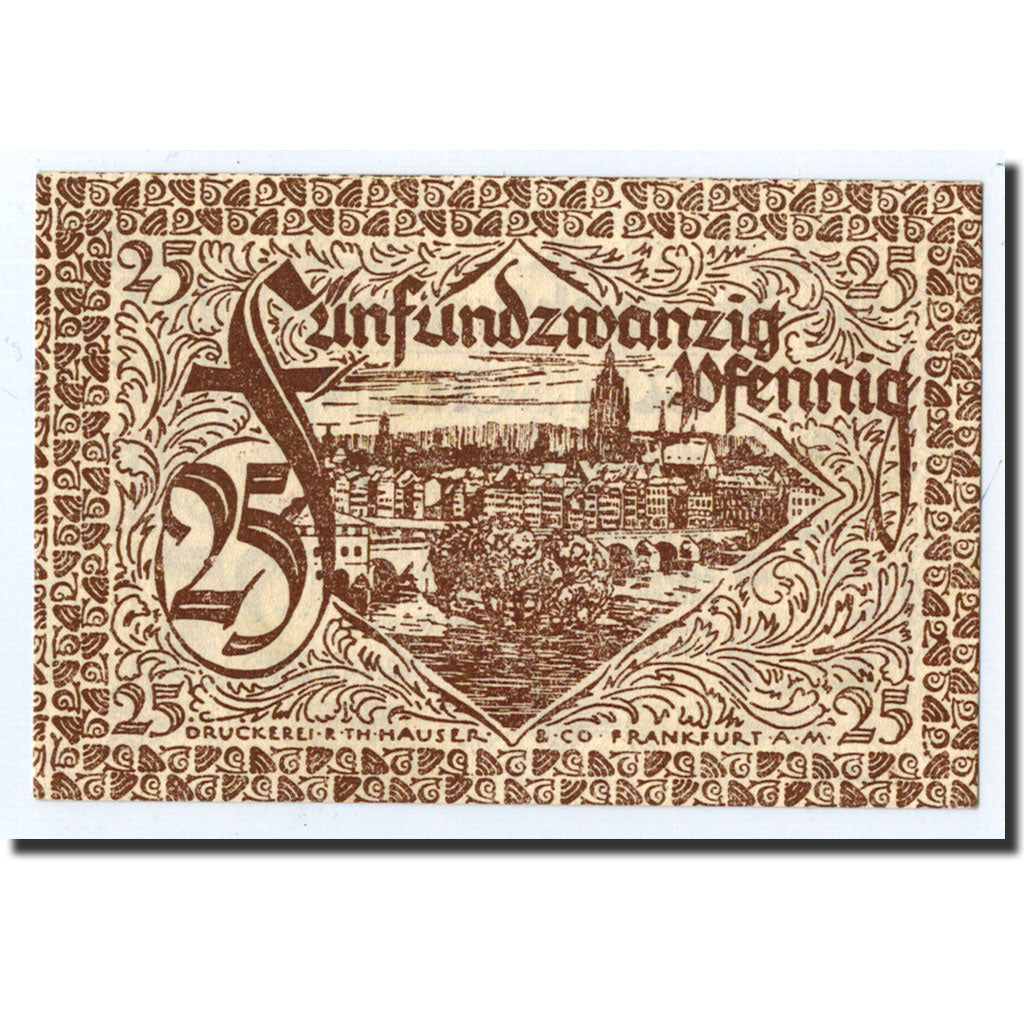 Billet, Allemagne, Frankfurt am Main Stadt, 25 Pfennig, paysage, O.D, SPL