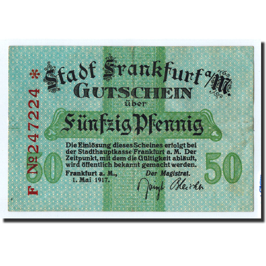 Banknote, Germany, Frankfurt am Main Stadt, 50 Pfennig, Ecusson, 1917