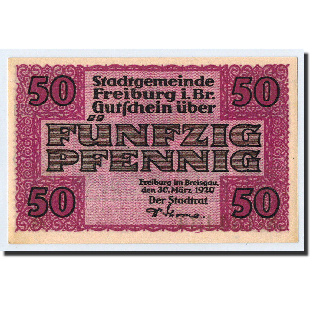 Banknote, Germany, Freiburg i. Br. Stadt, 50 Pfennig, Ville, 1920, 1920-03-30