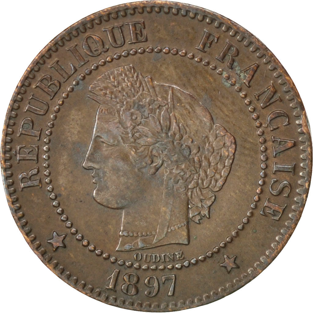 Coin, France, Cérès, 2 Centimes, 1897, Paris, AU(50-53), Bronze, KM:827.1