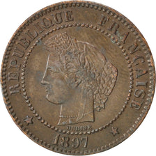 Coin, France, Cérès, 2 Centimes, 1897, Paris, AU(50-53), Bronze, KM:827.1