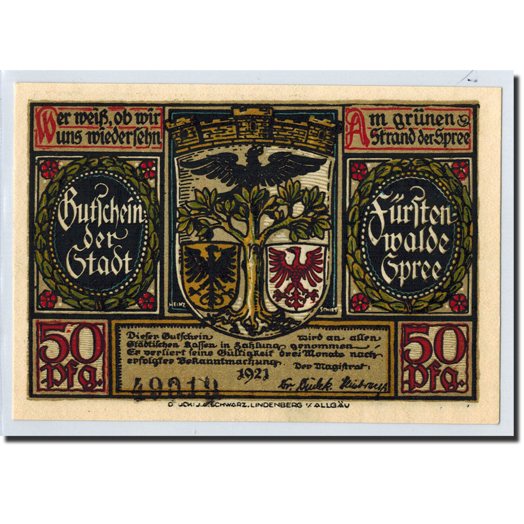 Banknote, Germany, Fürstenwalde, 50 Pfennig, personnage, 1921, UNC(63)