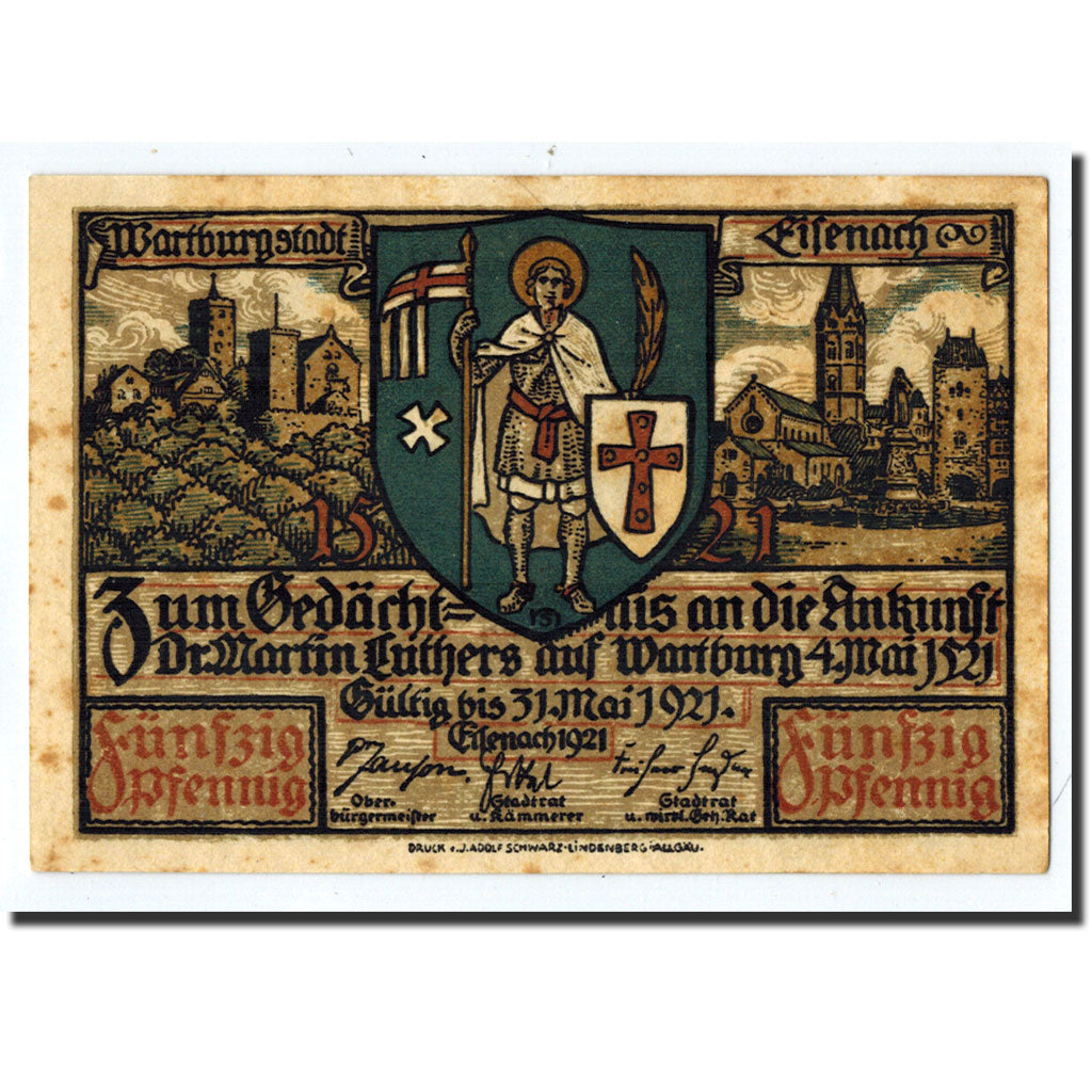 Banknote, Germany, Eisenach Stadt, 50 Pfennig, Maison, 1921, UNC(63), Mehl:320.3