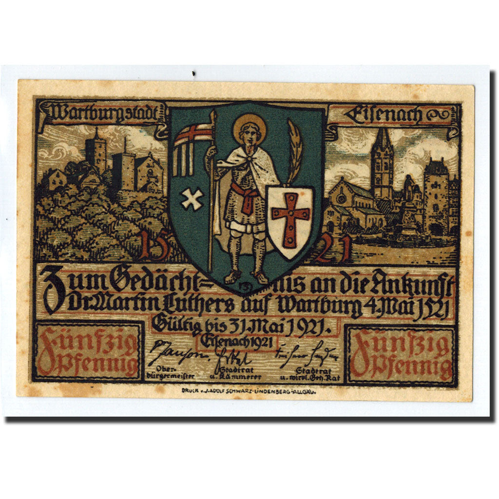 Banknote, Germany, Eisenach Stadt, 50 Pfennig, personnage, 1921, UNC(63)