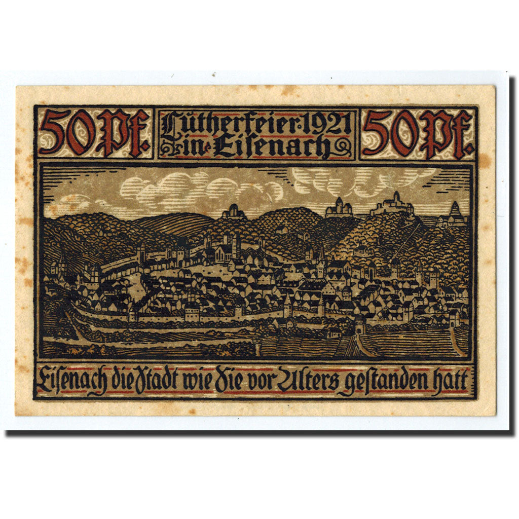 Banknote, Germany, Eisenach Stadt, 50 Pfennig, paysage, 1921, UNC(63)