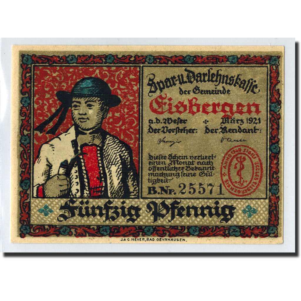Banknote, Germany, Eisbergen, 50 Pfennig, Maison, 1921, UNC(63), Mehl:317.1