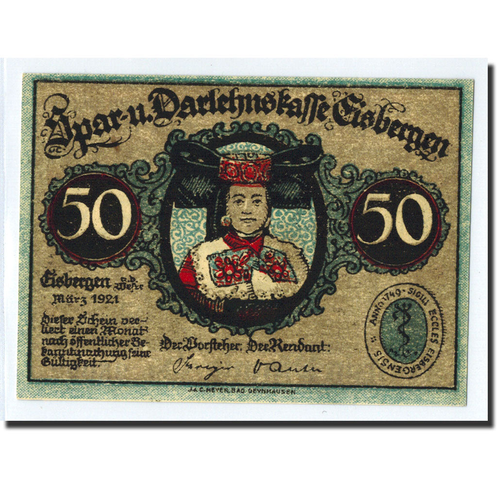 Banknote, Germany, Eisbergen, 50 Pfennig, Eglise, 1921, UNC(63), Mehl:317.1