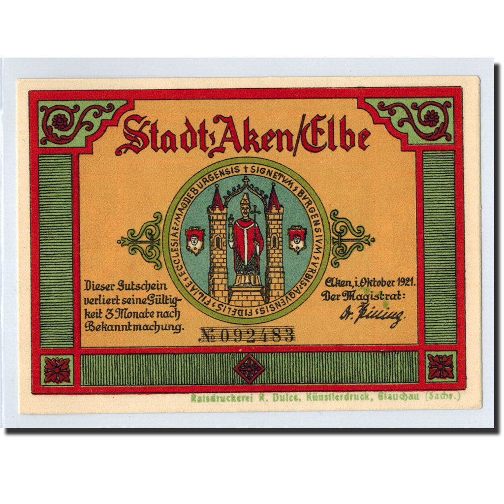 Banknote, Germany, Aken, 75 Pfennig, Maison, 1921, UNC(63), Mehl:8.1