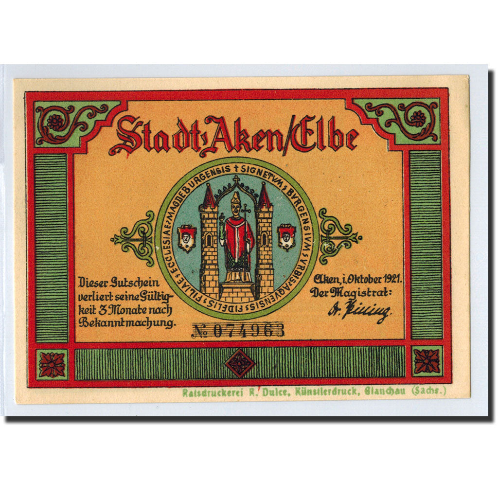 Banknote, Germany, Aken, 50 Pfennig, Animaux, 1921, UNC(63), Mehl:8.1