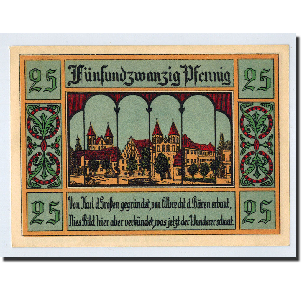 Banknote, Germany, Aken, 25 Pfennig, paysage, 1921, UNC(63), Mehl:8.1
