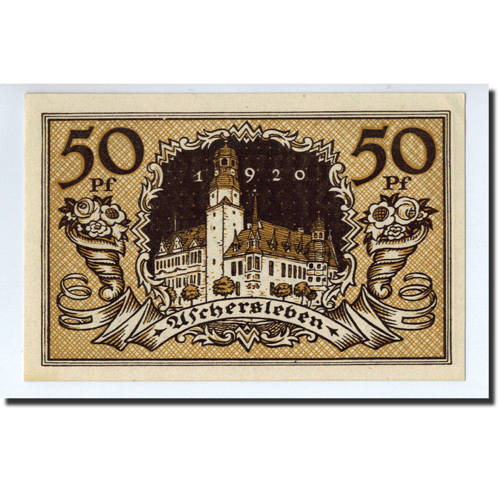 Banknote, Germany, Aschersleben, 50 Pfennig, Eglise, 1920, 1920-03-05, UNC(63)