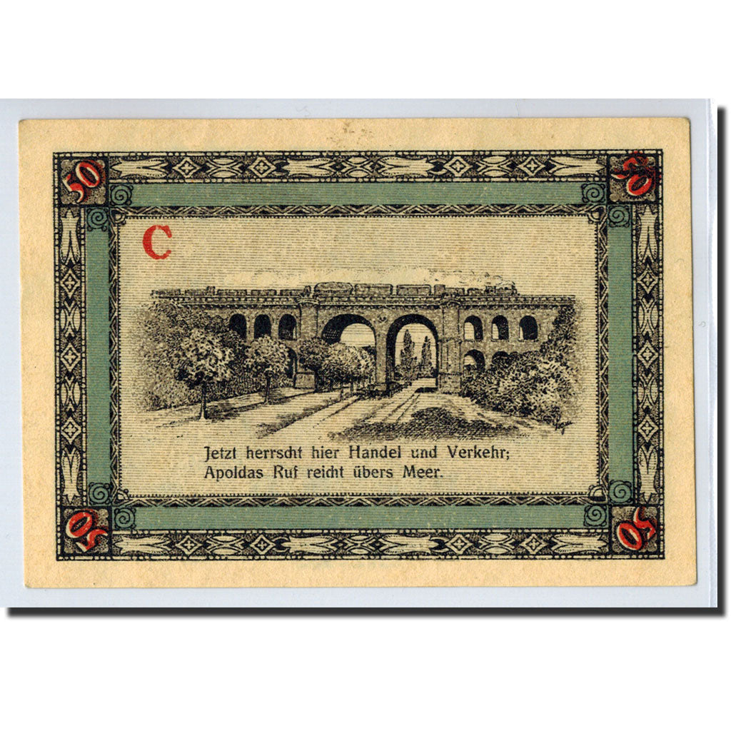 Banknote, Germany, Apolda, 50 Pfennig, pont, 1921, 1921-08-01, UNC(63)