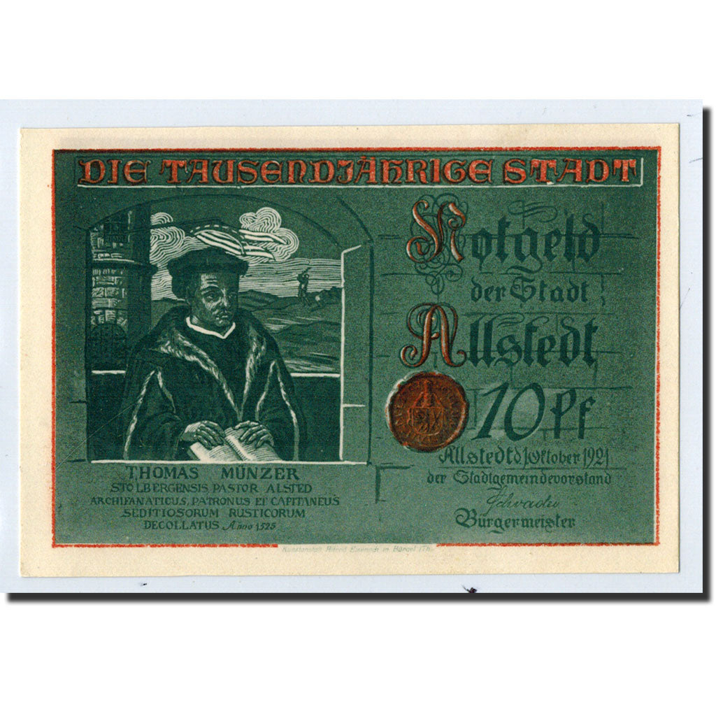 Billet, Allemagne, Allstedt, 10 Pfennig, personnage, 1921, 1921-10-01, SPL