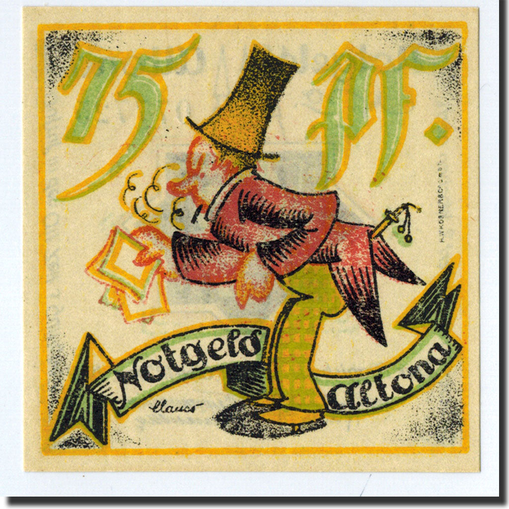 Banknote, Germany, Altona, 75 Pfennig, personnage, 1921, 1921-12-12, UNC(63)