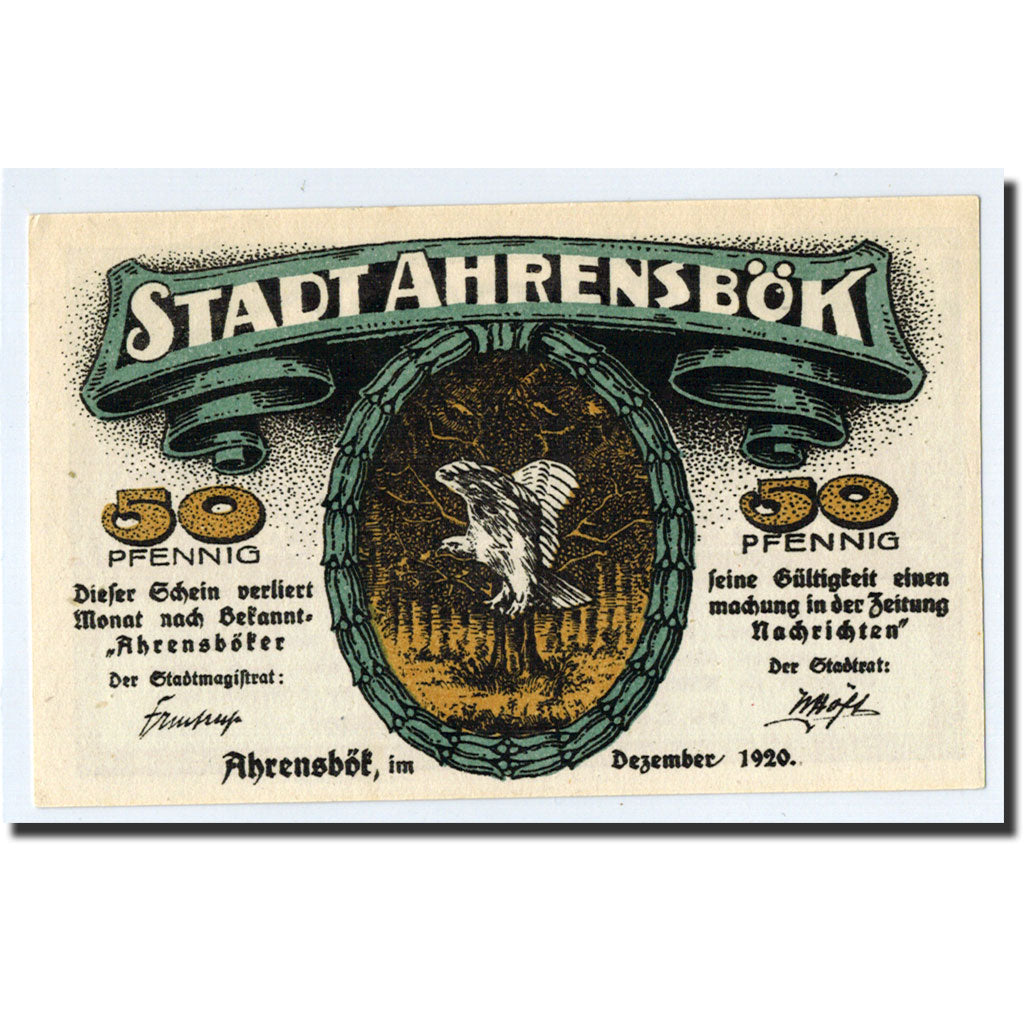 Banconote, Germania, Ahrensbök, 50 Pfennig, paysage, 1920, SPL, Mehl:6.1