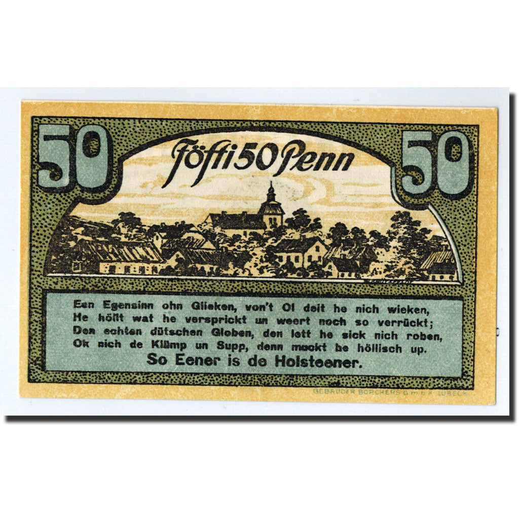 Banconote, Germania, Ahrensbök, 50 Pfennig, paysage, 1920, SPL, Mehl:6.1