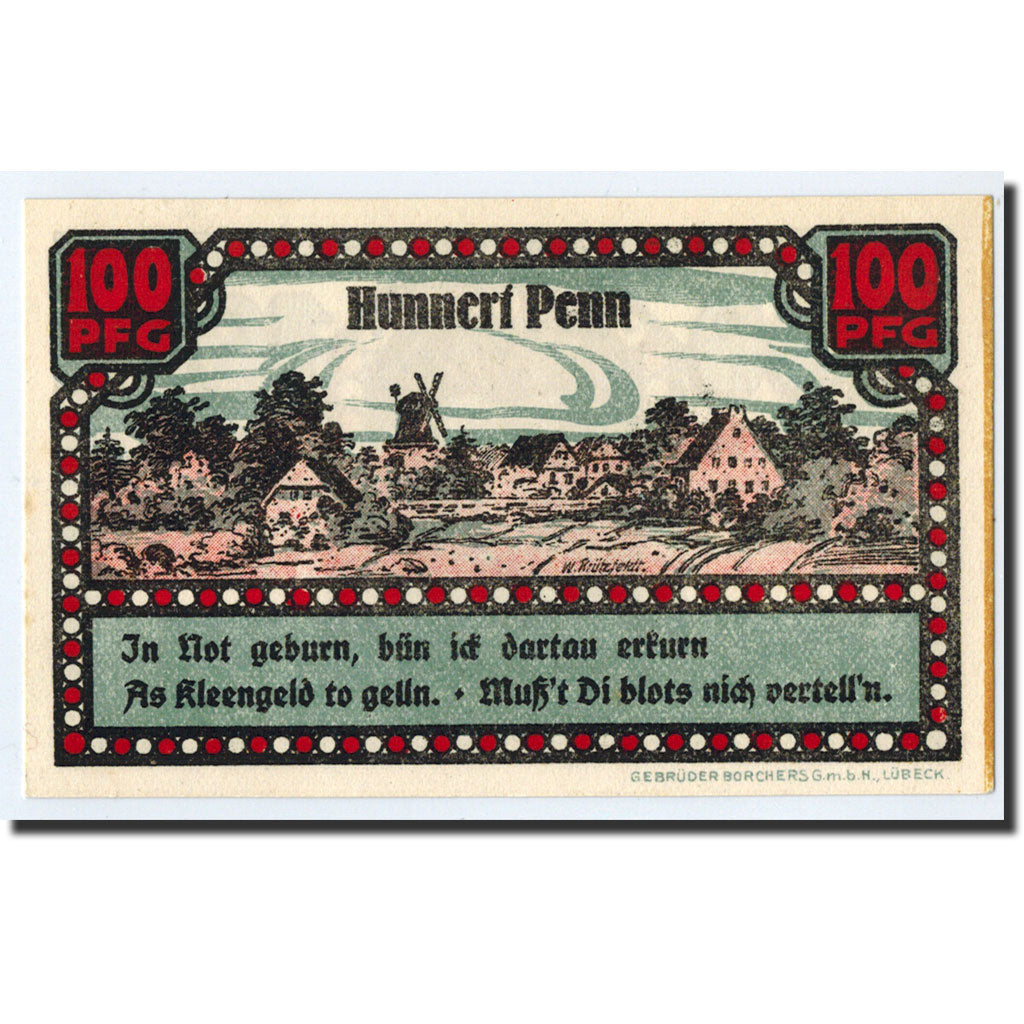 Banknote, Germany, Ahrensbök, 100 Pfennig, paysage, 1920, UNC(63), Mehl:6.1