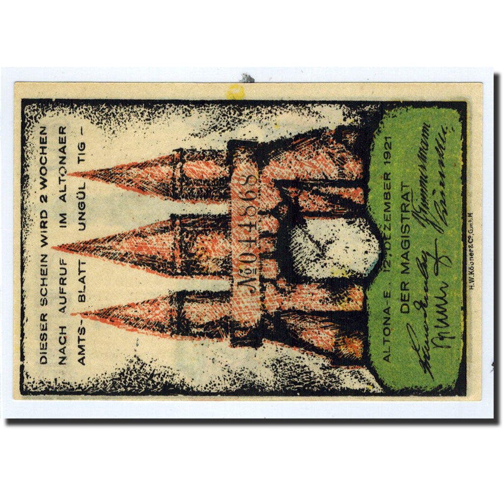 Banknote, Germany, Altona, 80 Pfennig, Eglise, 1921, 1921-12-12, UNC(63)