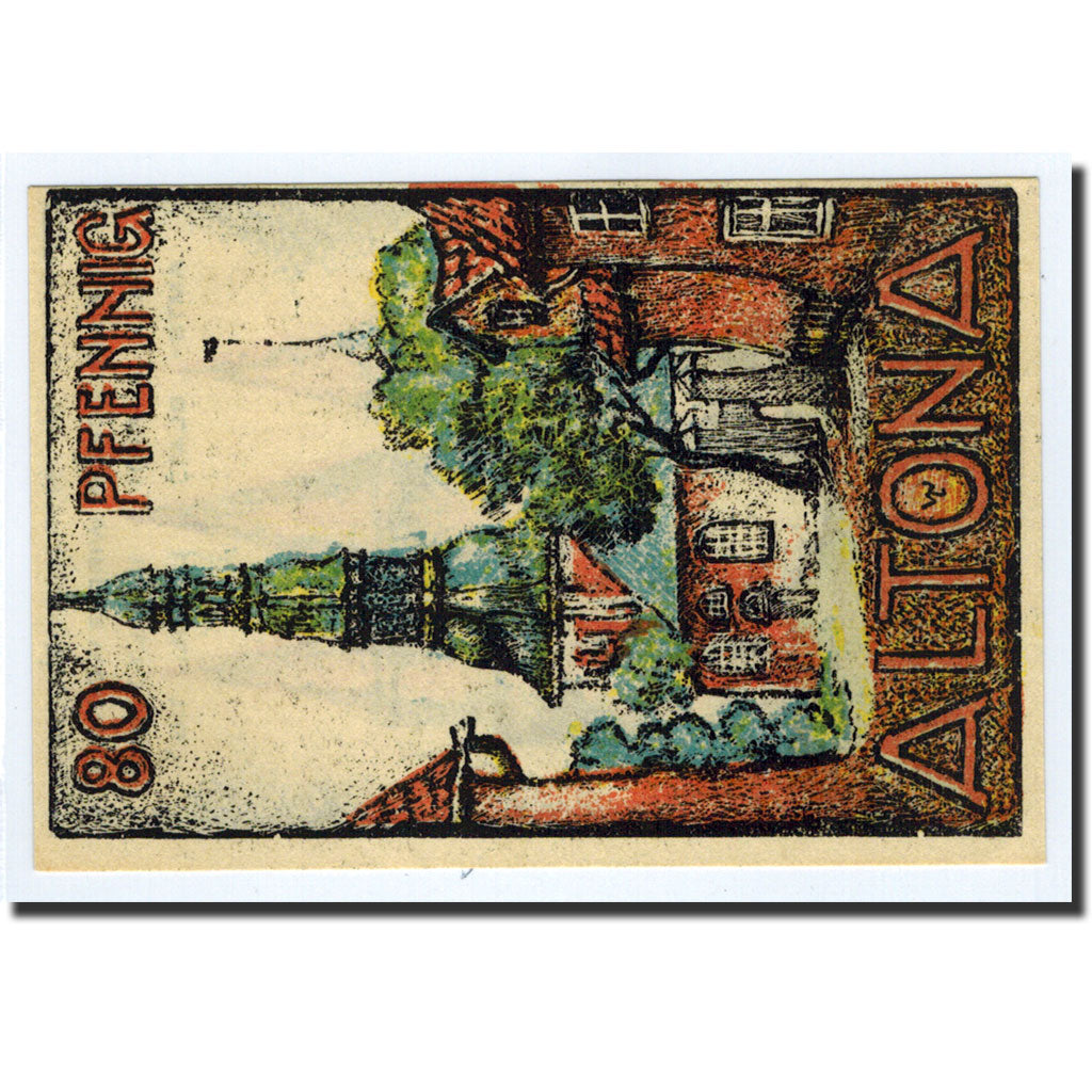 Banknote, Germany, Altona, 80 Pfennig, Eglise, 1921, 1921-12-12, UNC(63)