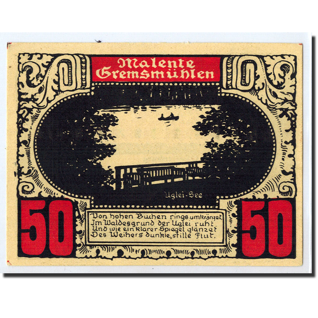 Geldschein, Deutschland, Lutjenburg, 50 Pfennig, paysage 7, O.D, UNZ-