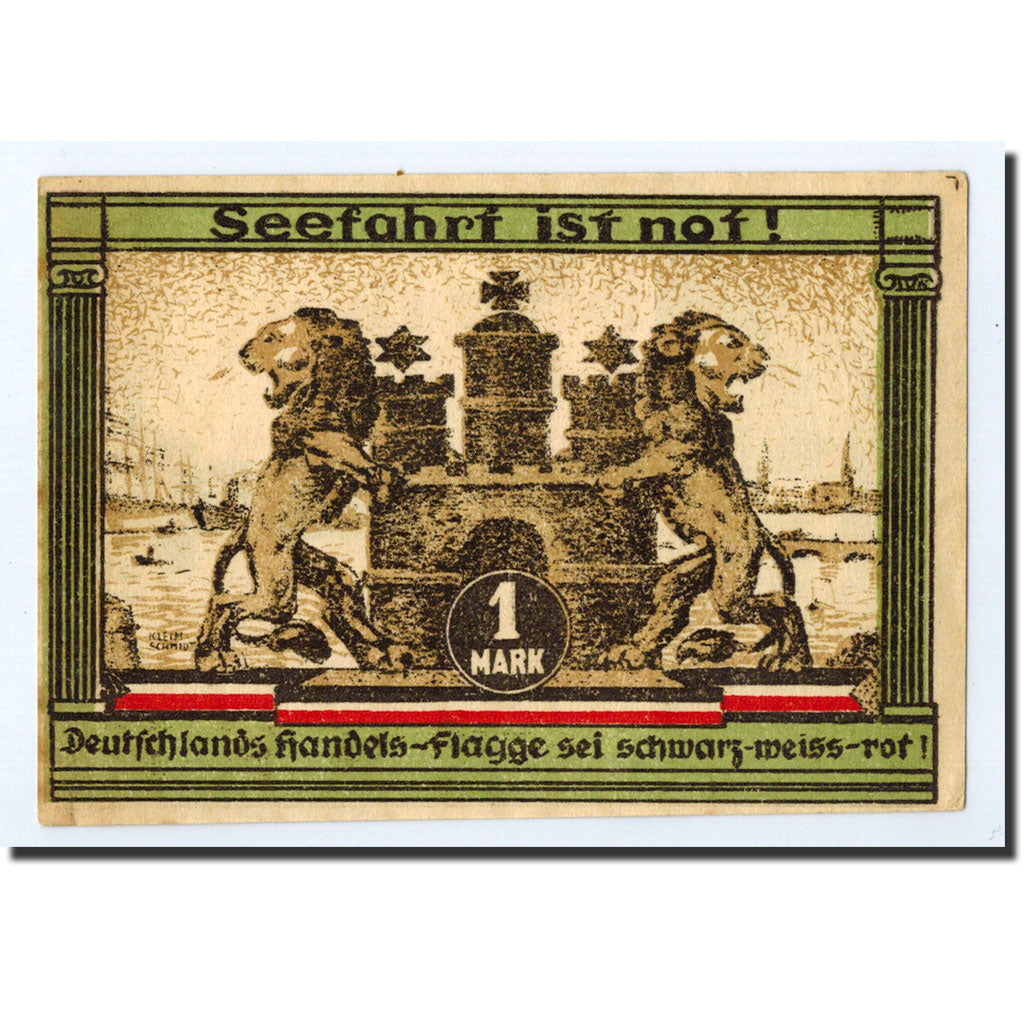 Billet, Allemagne, Hamburg, 1 Mark, Lion, 1921, 1921-08-31, SPL, Mehl:539.1a