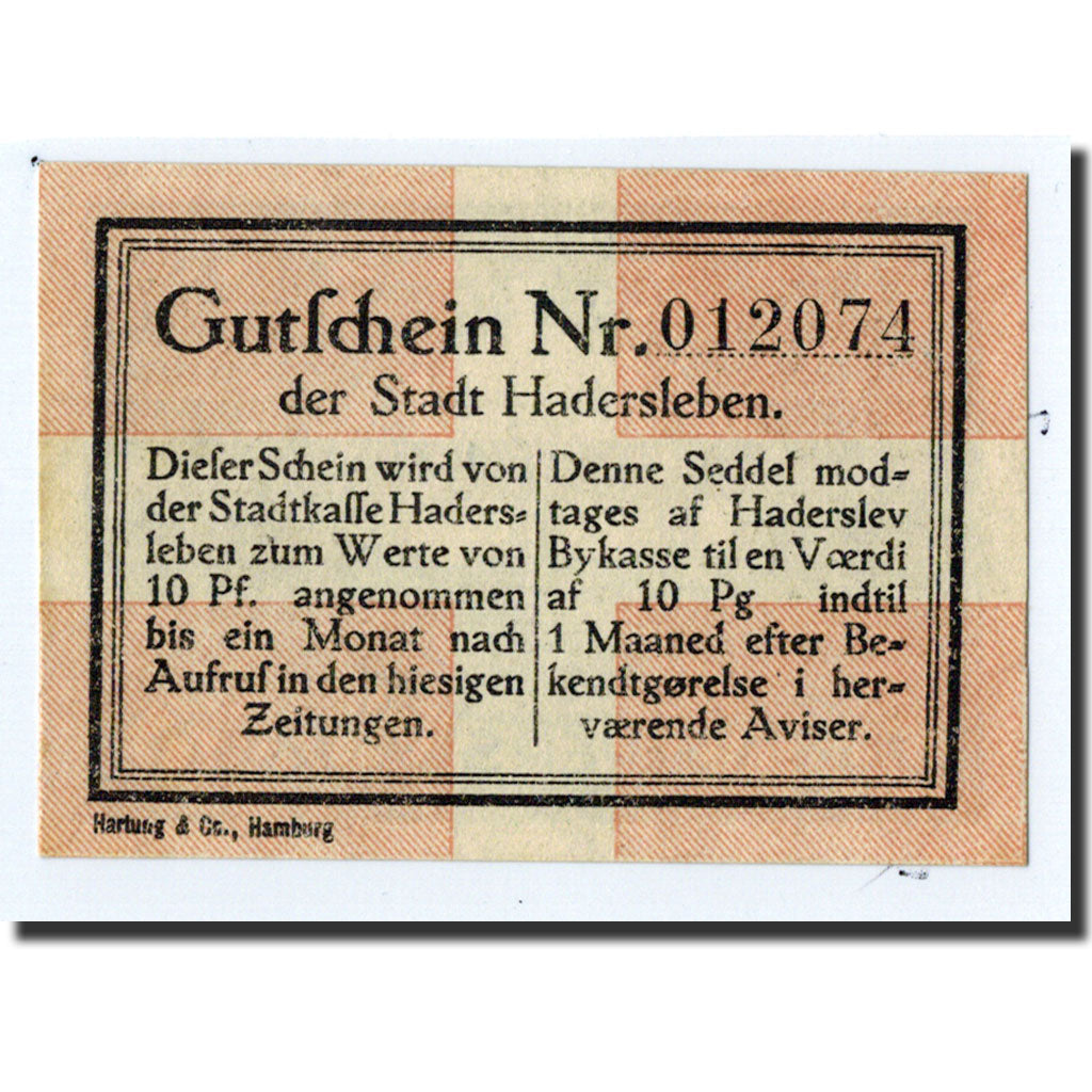 Banknote, Germany, Haderslev, 10 Pfennig, pont, O.D, UNC(63)