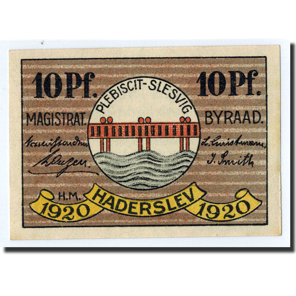 Banknote, Germany, Haderslev, 10 Pfennig, pont, O.D, UNC(63)