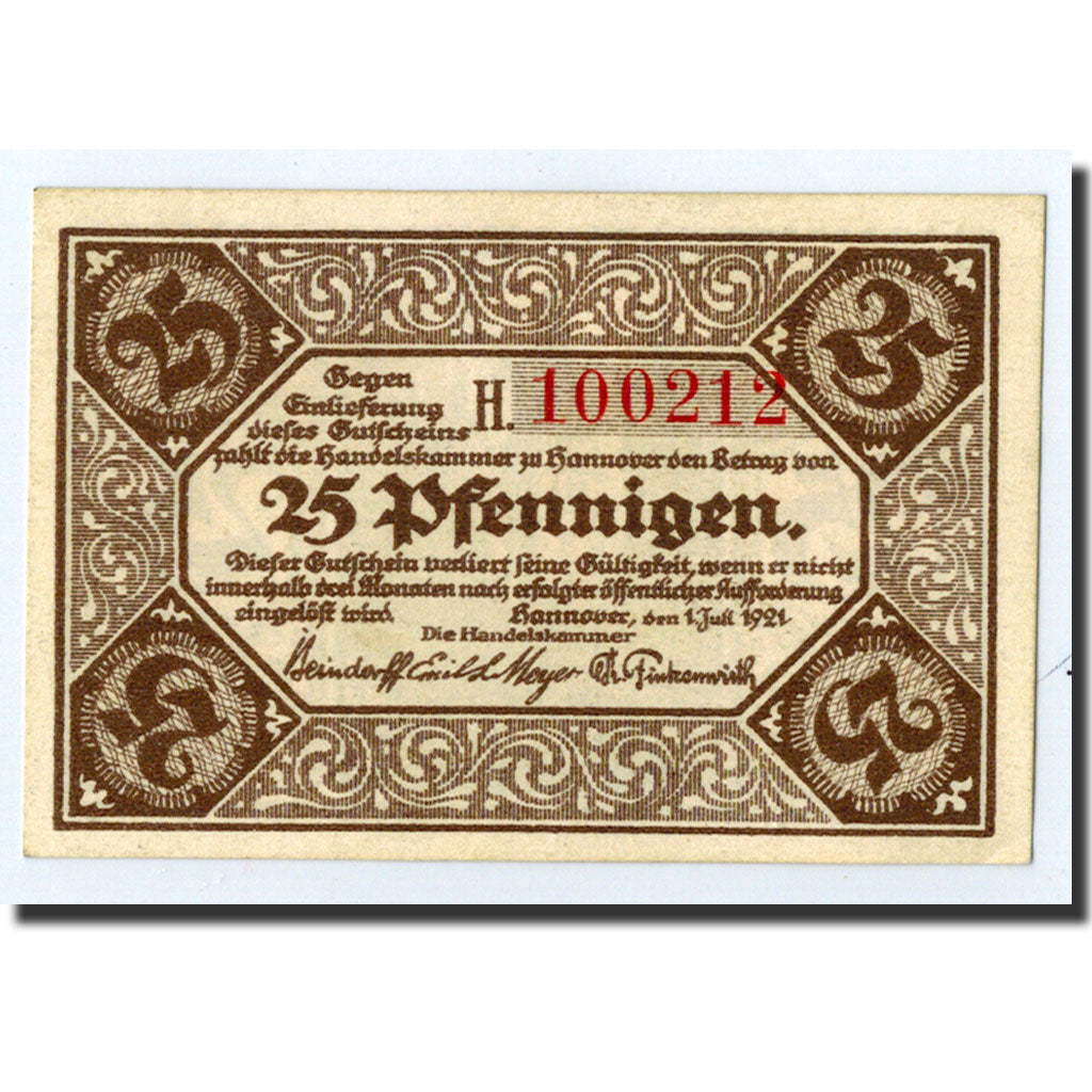 Banknote, Germany, Hannover, 25 Pfennig, paysage, 1921, 1921-07-01, UNC(63)