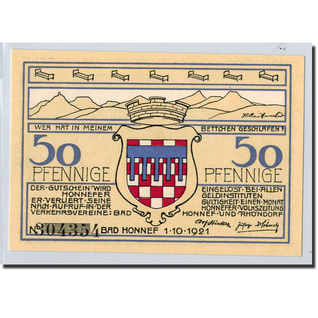 Banknote, Germany, Honnef a Rhein, 50 Pfennig, paysage 2, 1921, 1921-10-01