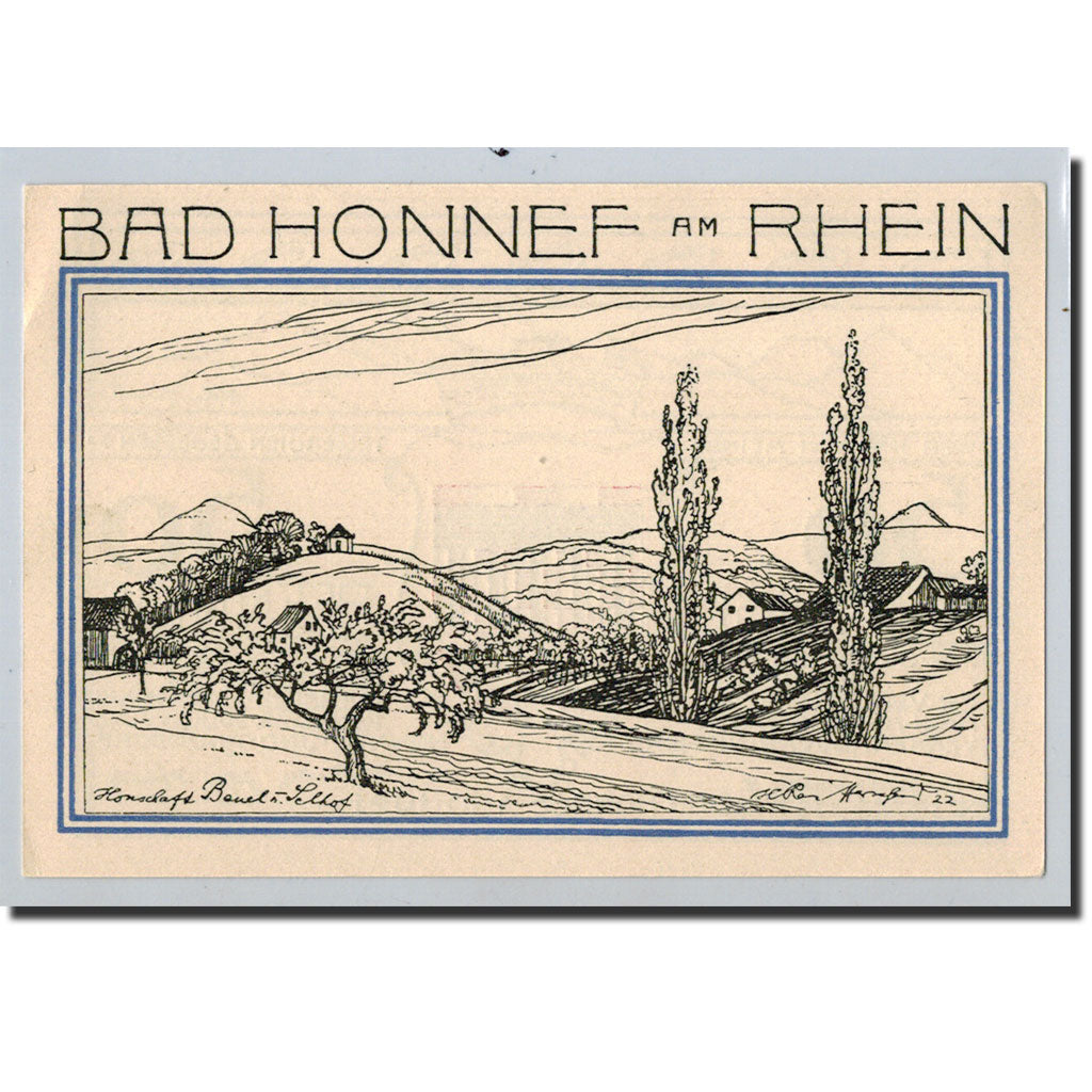 Billet, Allemagne, Honnef a Rhein, 50 Pfennig, paysage 3, 1921, 1921-10-01, SPL