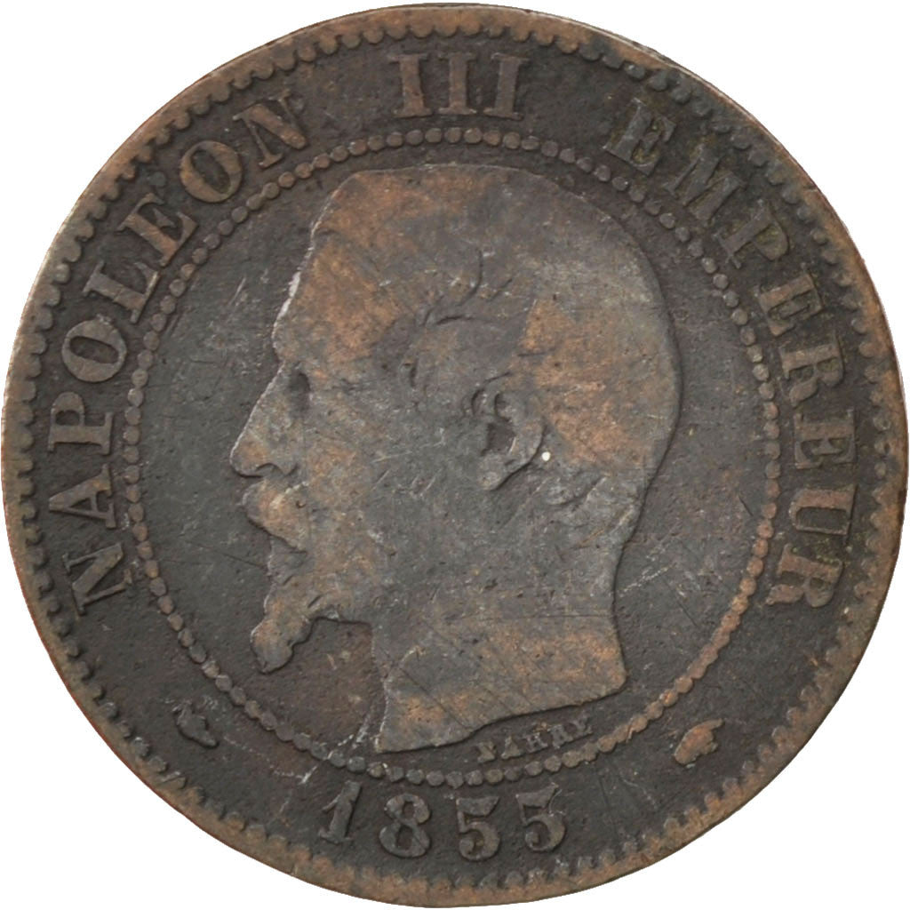 Moneta, Francia, Napoleon III, Napoléon III, 2 Centimes, 1855, Paris, B+