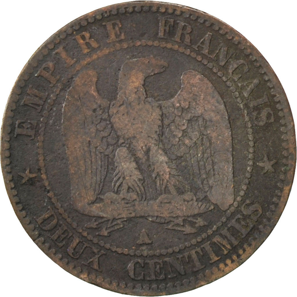 Moneta, Francia, Napoleon III, Napoléon III, 2 Centimes, 1855, Paris, B+