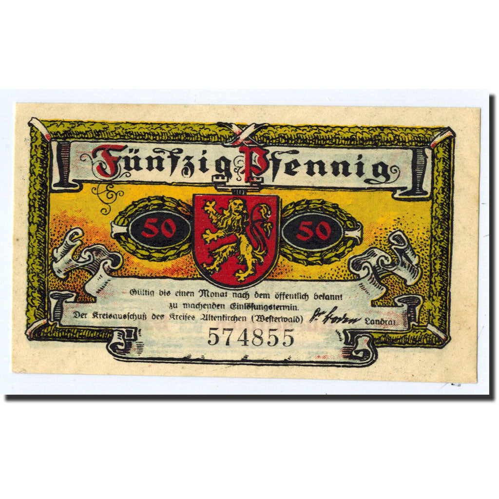 Banknote, Germany, Altenkirchen, 50 Pfennig, paysage, 1921, UNC(63), Mehl:24.1a