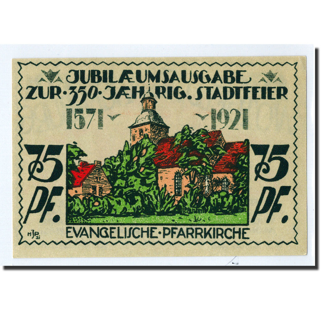 Geldschein, Deutschland, Angerburg, 75 Pfennig, paysage, 1921, UNZ-, Mehl:33.1