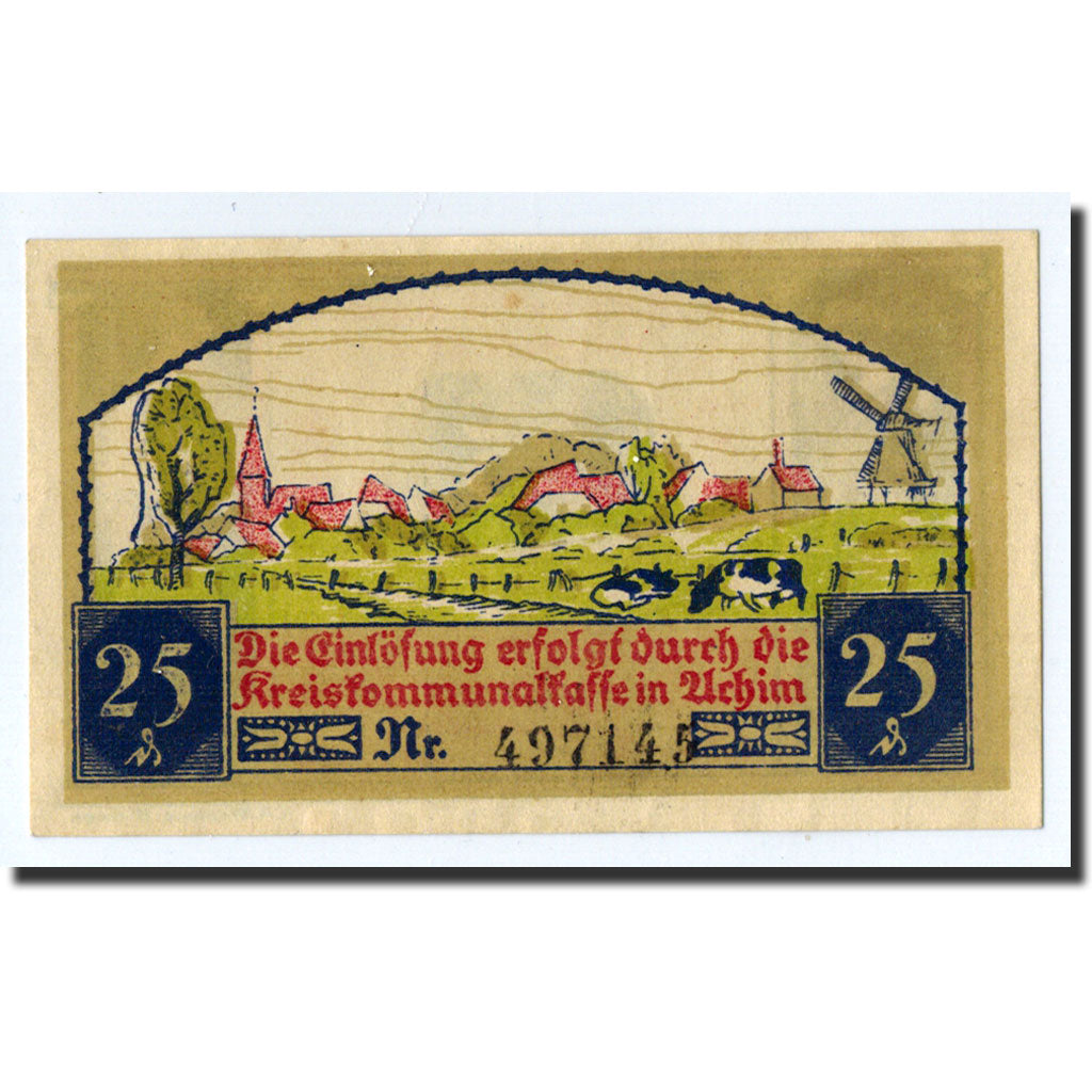 Banknote, Germany, Kreis Achim, 25 Pfennig, personnage, 1921, 1921-01-15