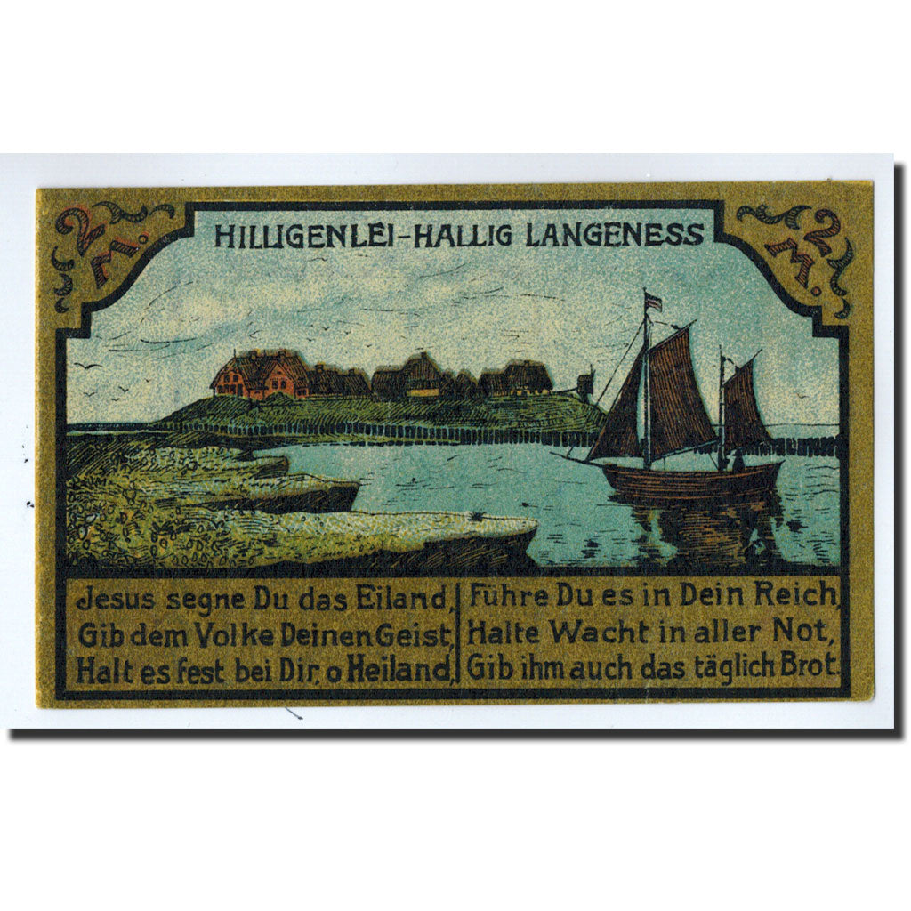 Banknote, Germany, Langeness Nordmarsch, 2 Mark, bateau, 1921, 1921-09-01