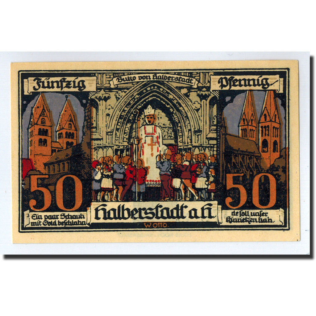 Billet, Allemagne, Halberstadt, 50 Pfennig, personnage 1, 1921, 1921-04-27, SPL