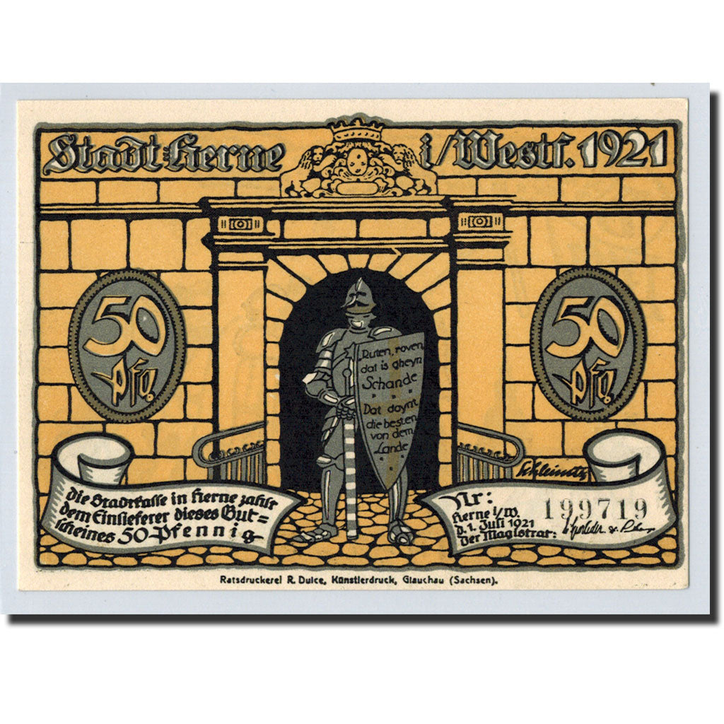 Banknote, Germany, Herne, 50 Pfennig, personnage 4, 1921, 1921-07-01, UNC(63)