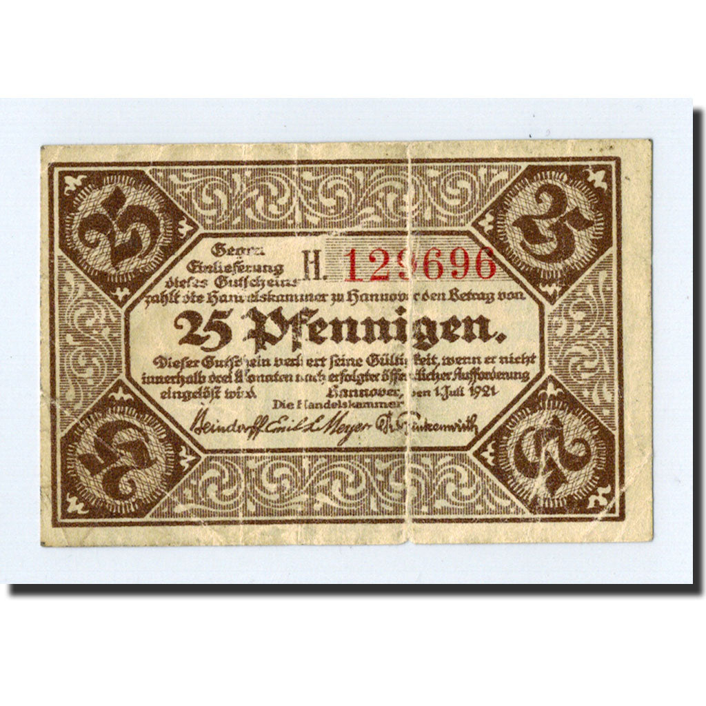 Banknote, Germany, Hannover, 25 Pfennig, Eglise, 1921, 1921-07-01, UNC(63)