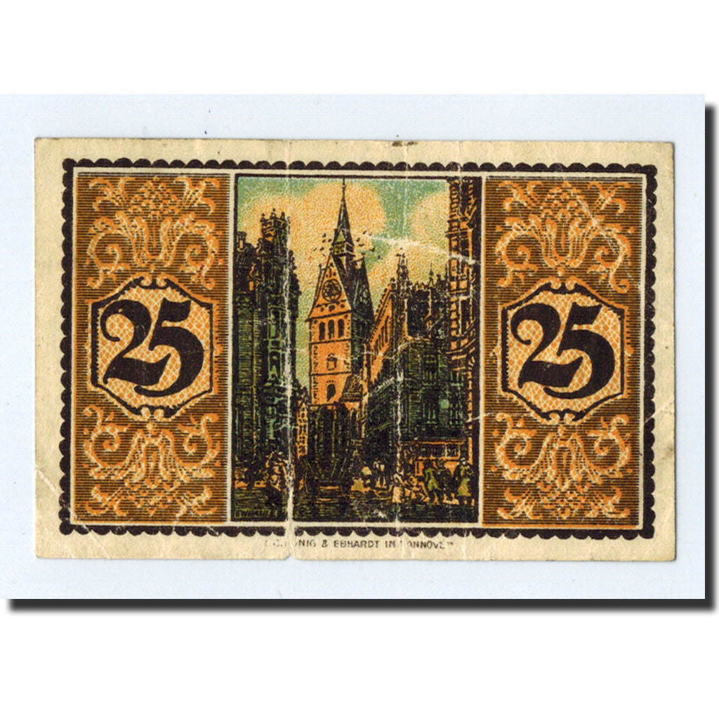 Banknote, Germany, Hannover, 25 Pfennig, Eglise, 1921, 1921-07-01, UNC(63)