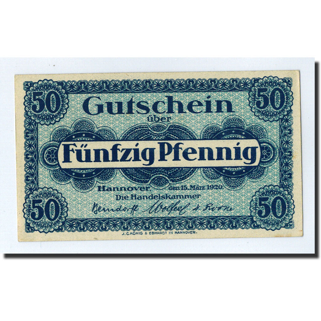Banknote, Germany, Hannover, 50 Pfennig, paysage, 1921, 1921-03-15, UNC(63)