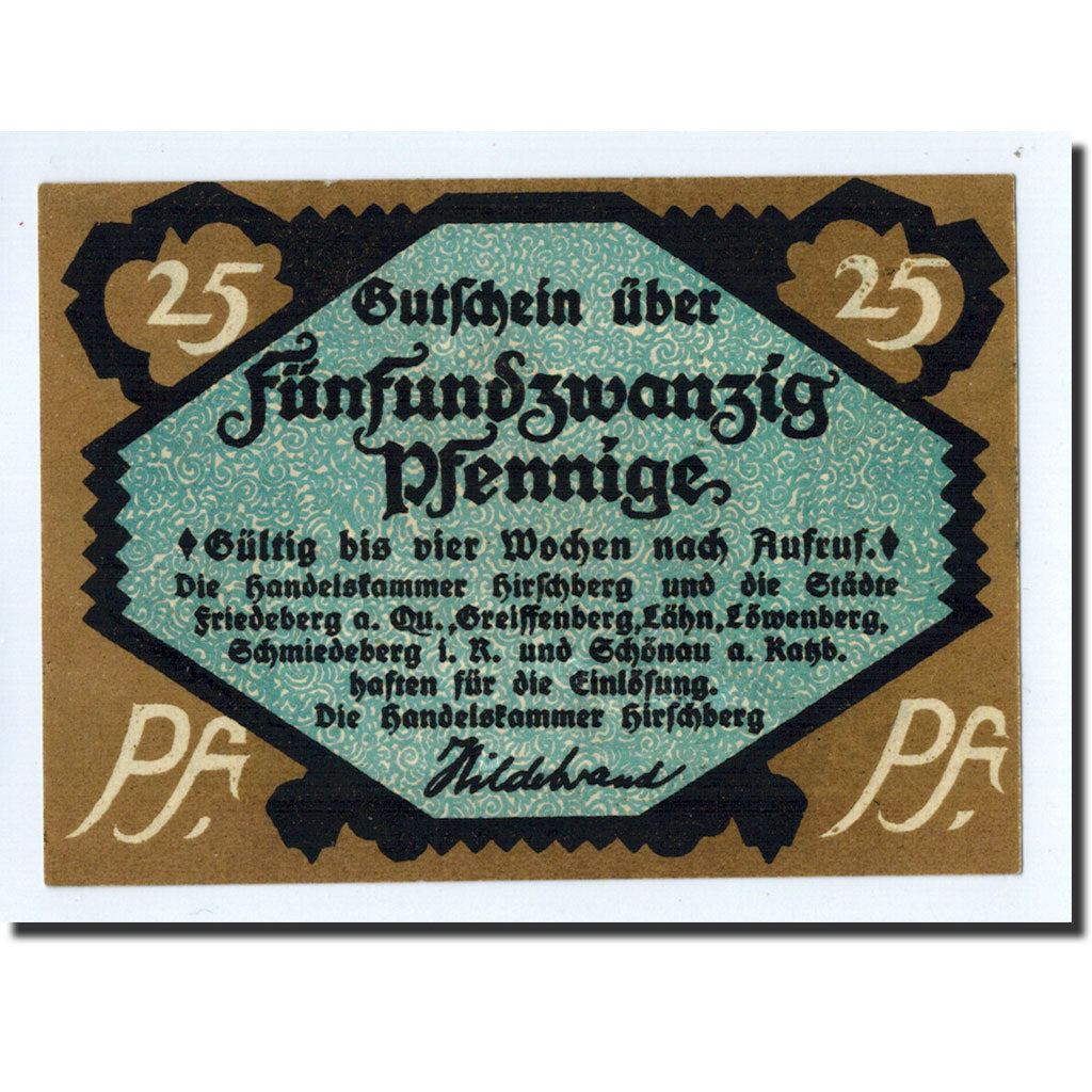 Banknote, Germany, Hirschberg a.d. Saale, 25 Pfennig, luge, O.D, UNC(63)