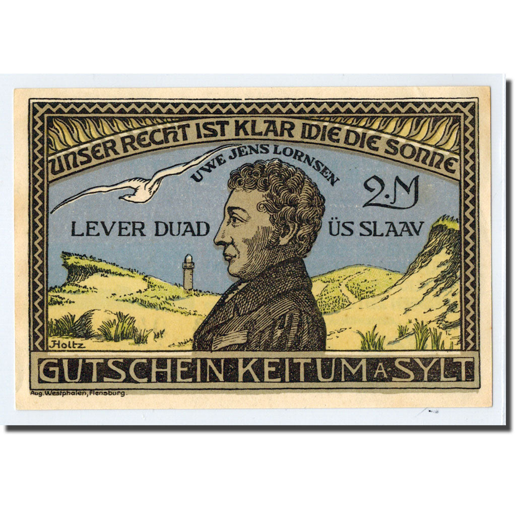 Banconote, Germania, Keitum, 2 Mark, personnage, 1920, 1920-04-15, SPL