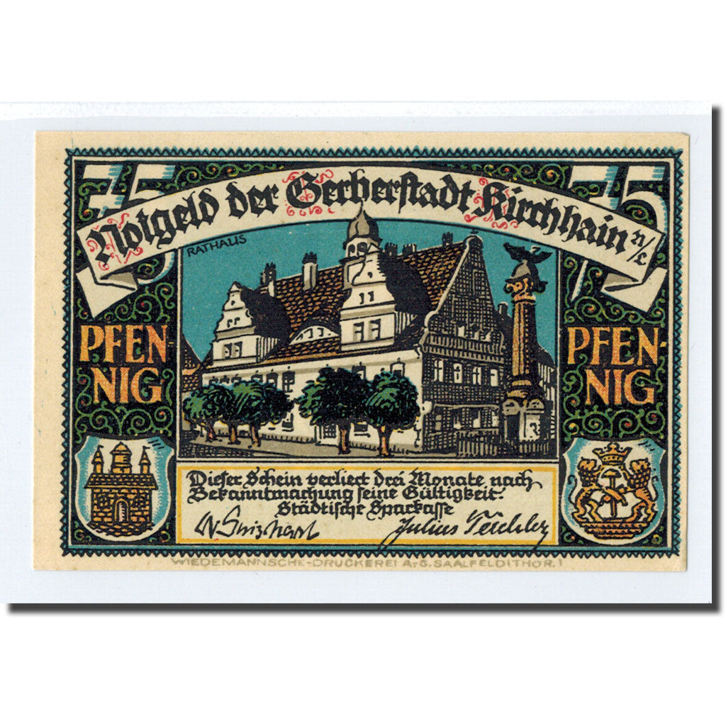 Banknote, Germany, kirchhain, 75 Pfennig, personnage, 1921, 1921-08-01, UNC(63)