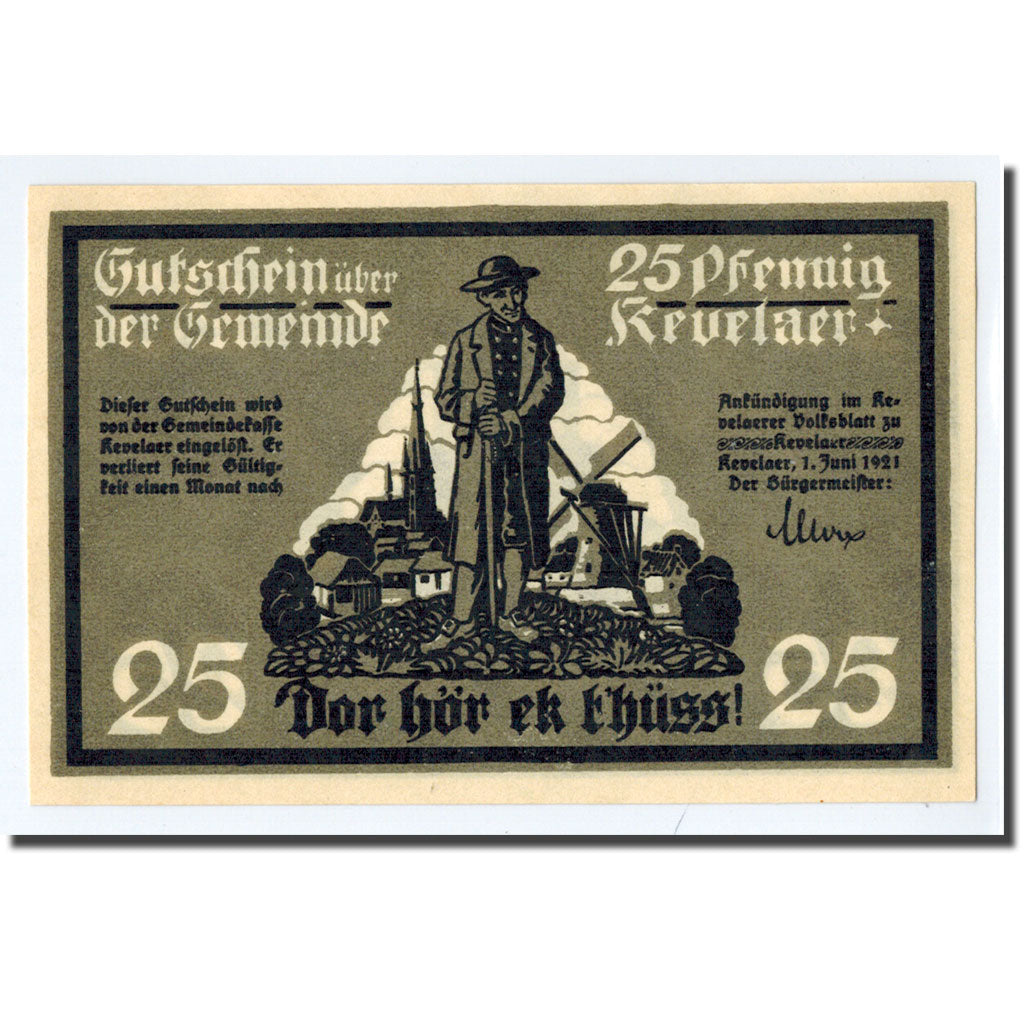 Geldschein, Deutschland, Kevelaer, 25 Pfennig, personnage, 1921, 1921-06-01